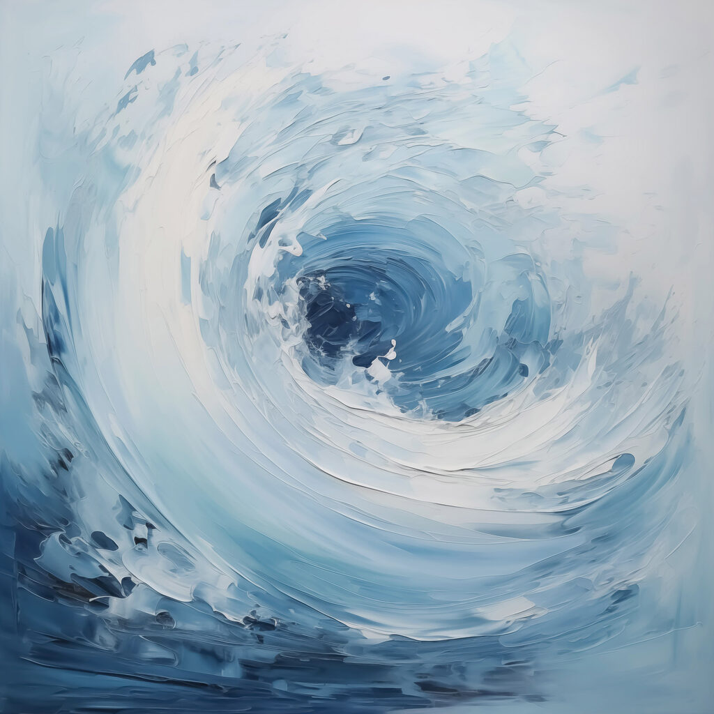 Blauwe wervel op wit — volledig ontwerp