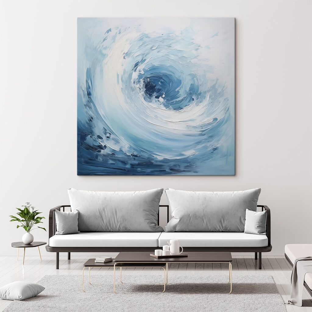 Blauwe wervel op wit — interieur 2