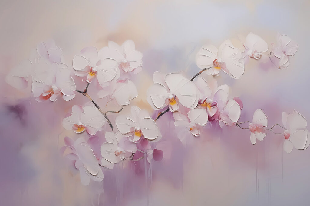 Orchideeën in zachte lilatinten — volledig ontwerp
