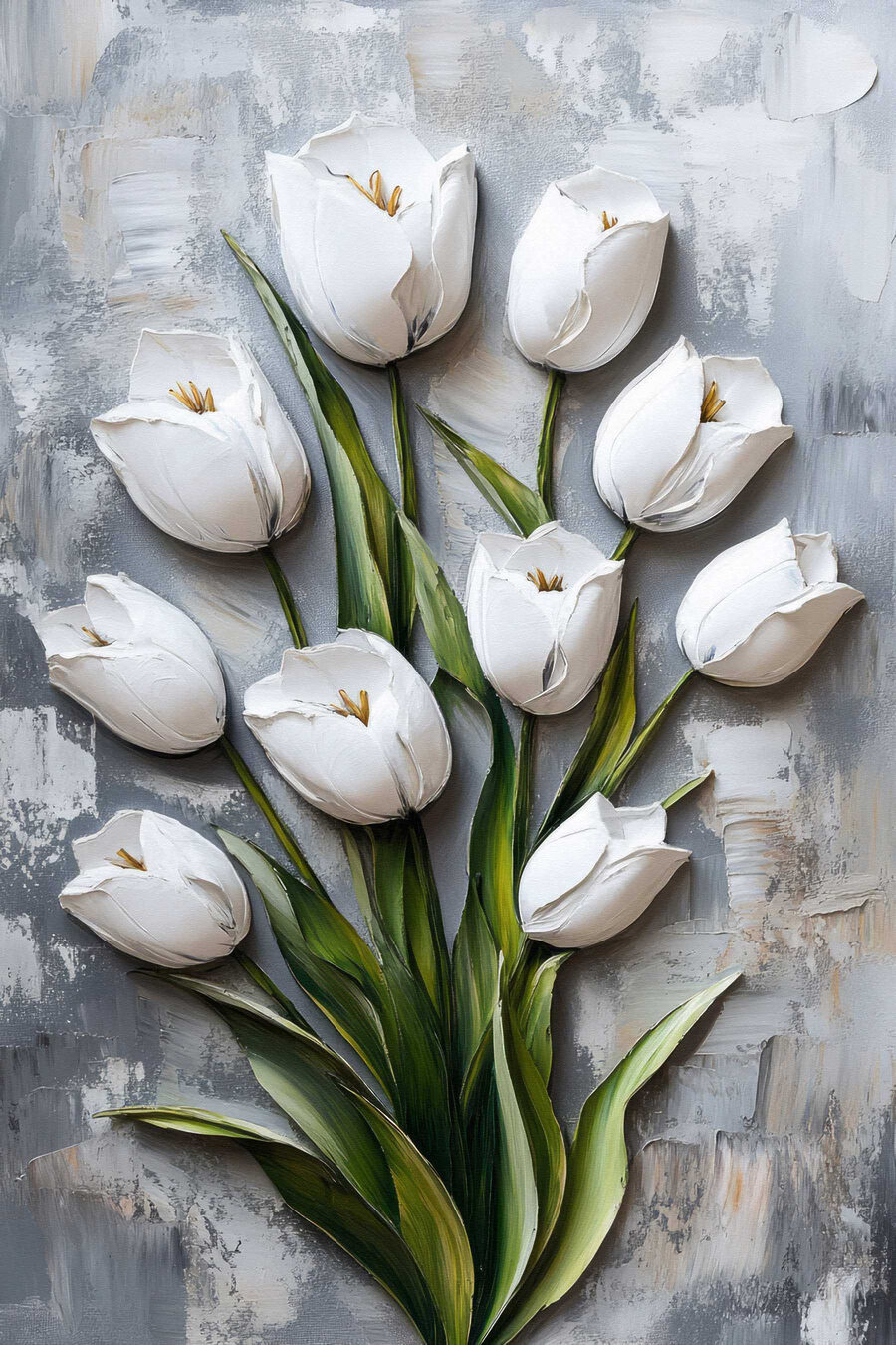 Witte tulpen in verfstreken — volledig ontwerp