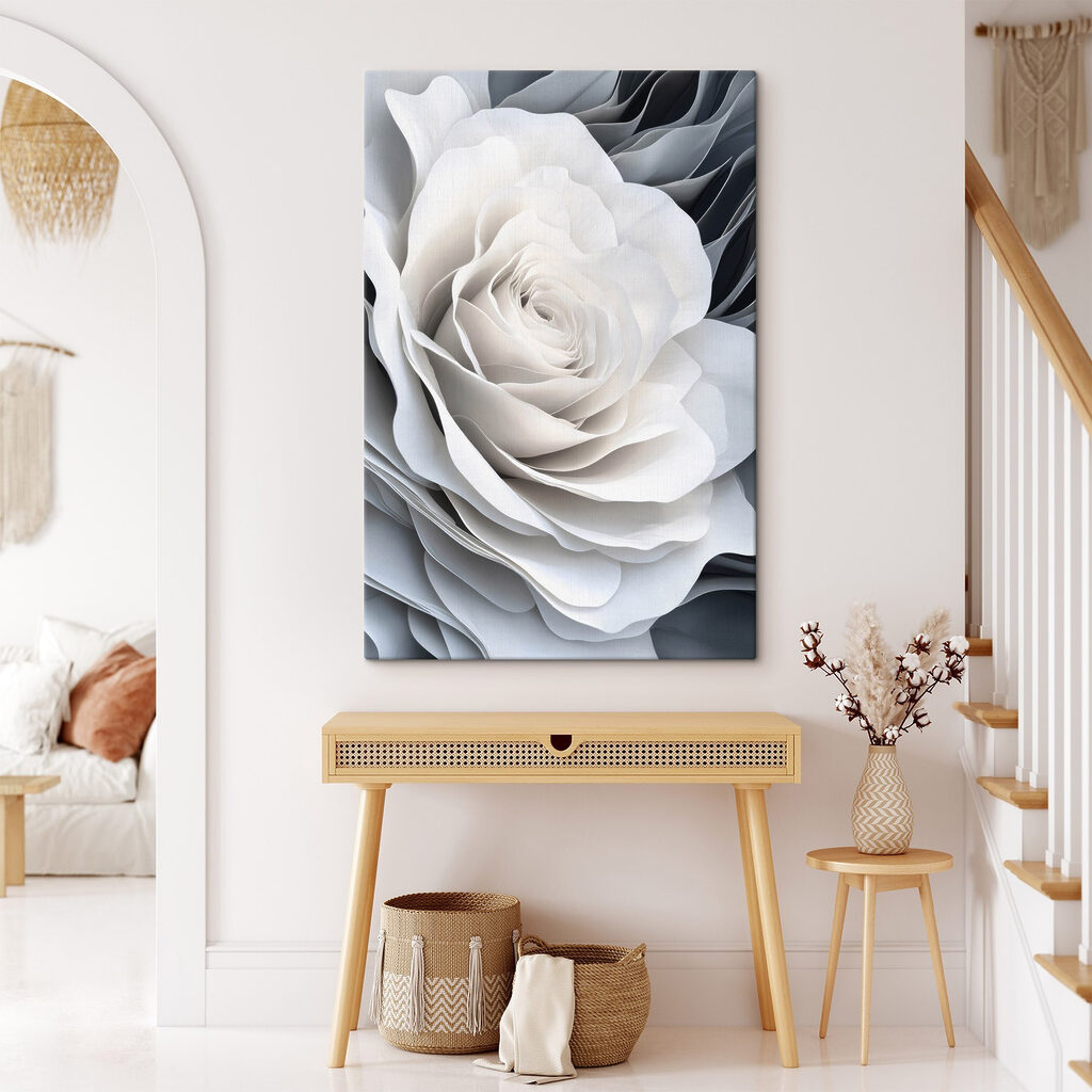 Roos in witte golfranden — interieur 2
