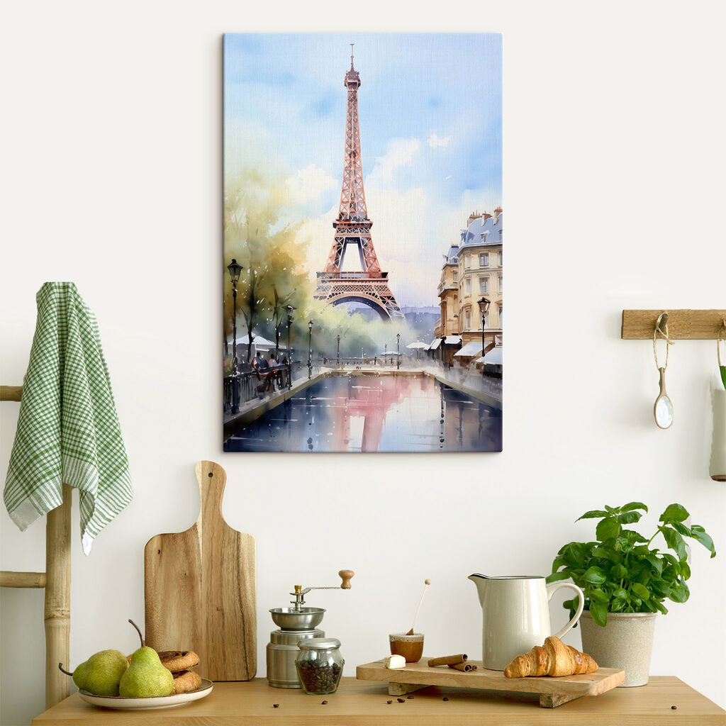 Eiffeltoren boven zachte rivierkleuren — interieur 1