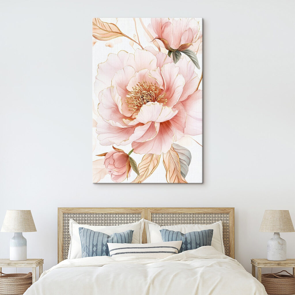 Roze pioenroos met goudlijnen — interieur 2
