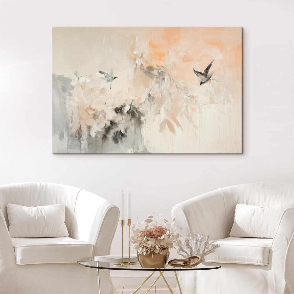 Vogels tussen bleke bloemensporen — interieur 1