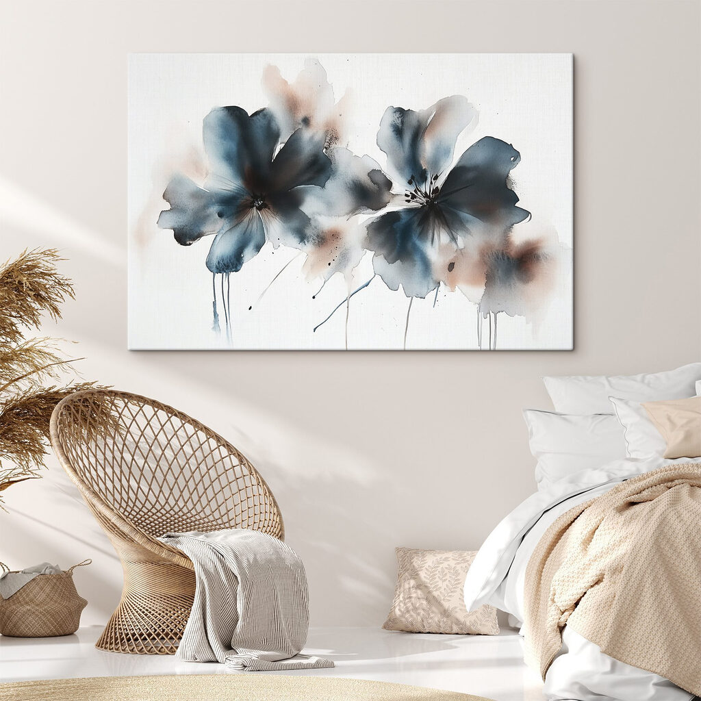 Twee bloemen in blauwgroen — interieur 1