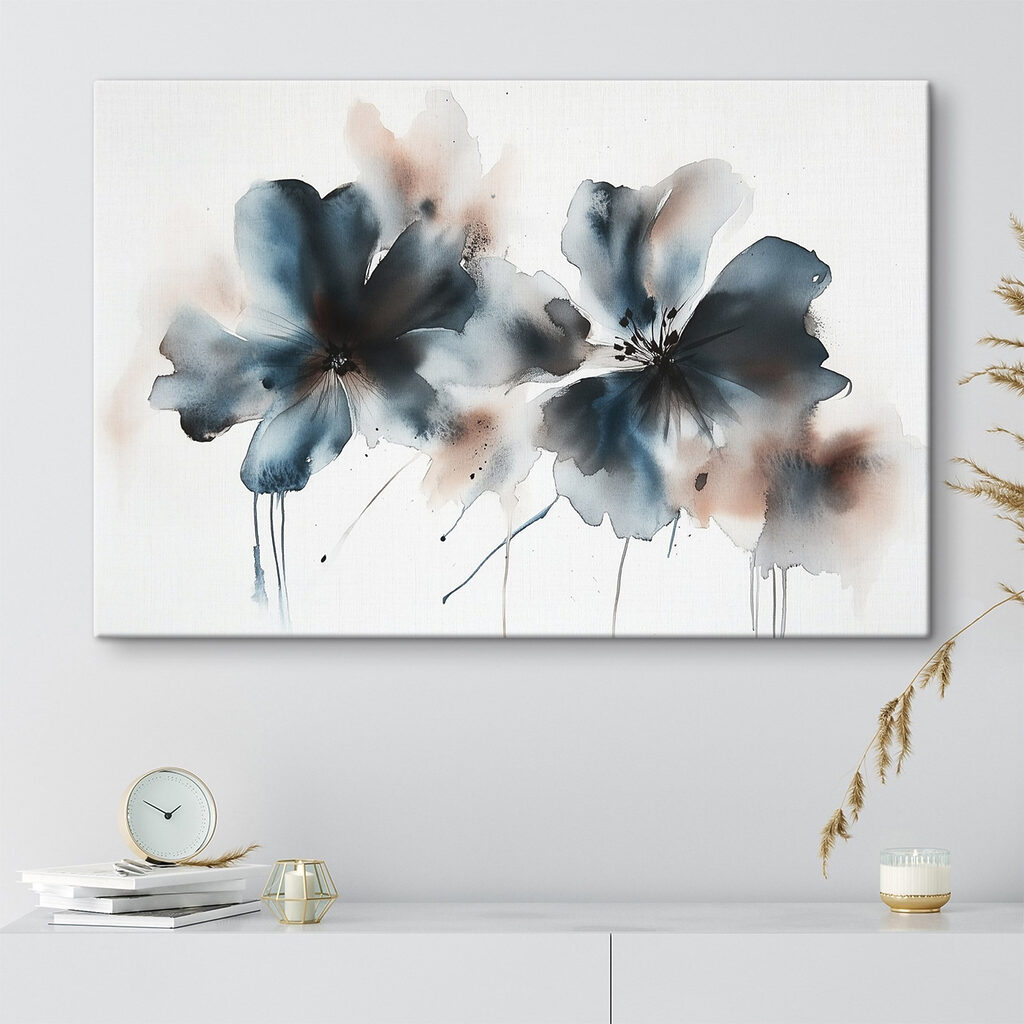 Twee bloemen in blauwgroen — interieur 2