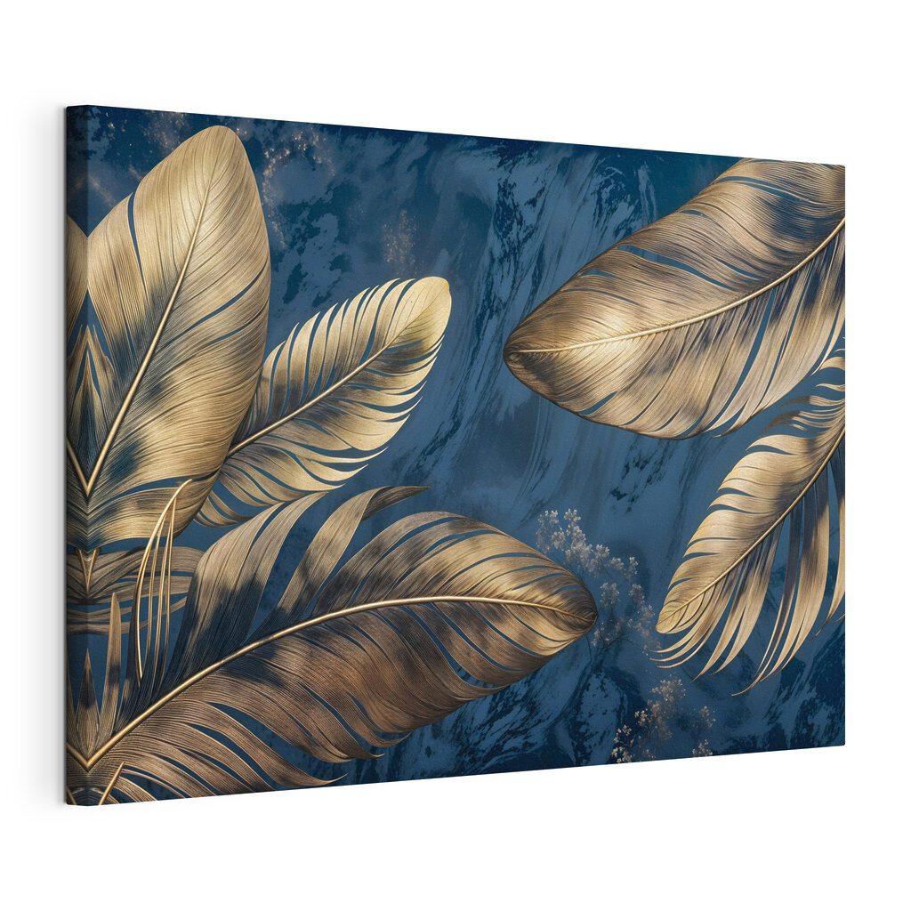 Goudkleurige bladeren op blauw — productweergave