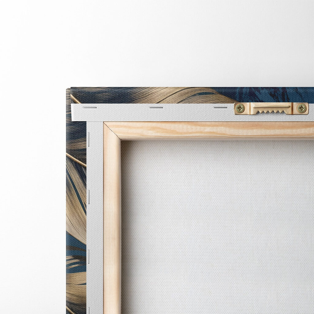 Goudkleurige bladeren op blauw — achterkant