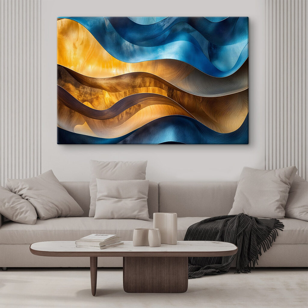 Blauwe golven door goud — interieur 1