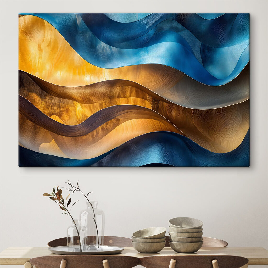 Blauwe golven door goud — interieur 2