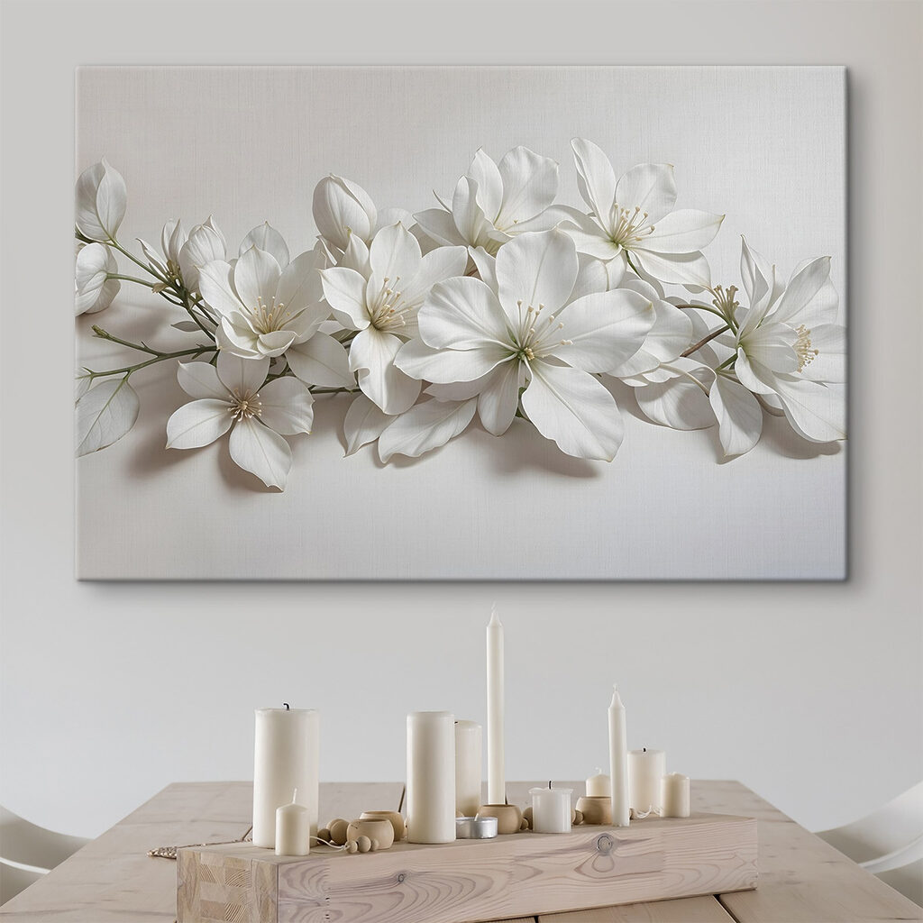 Witte bloesemtak in stilte — interieur 2