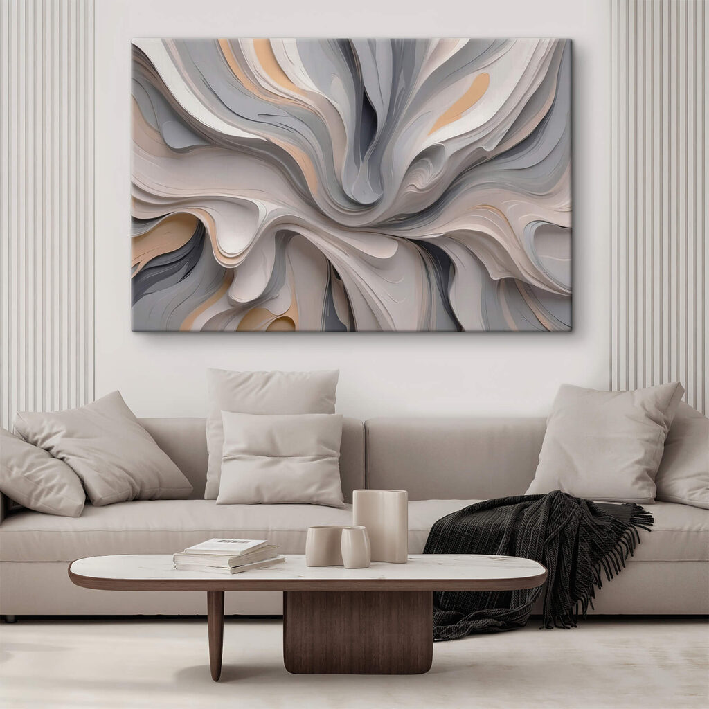 Grijze plooien raken perzik — interieur 1