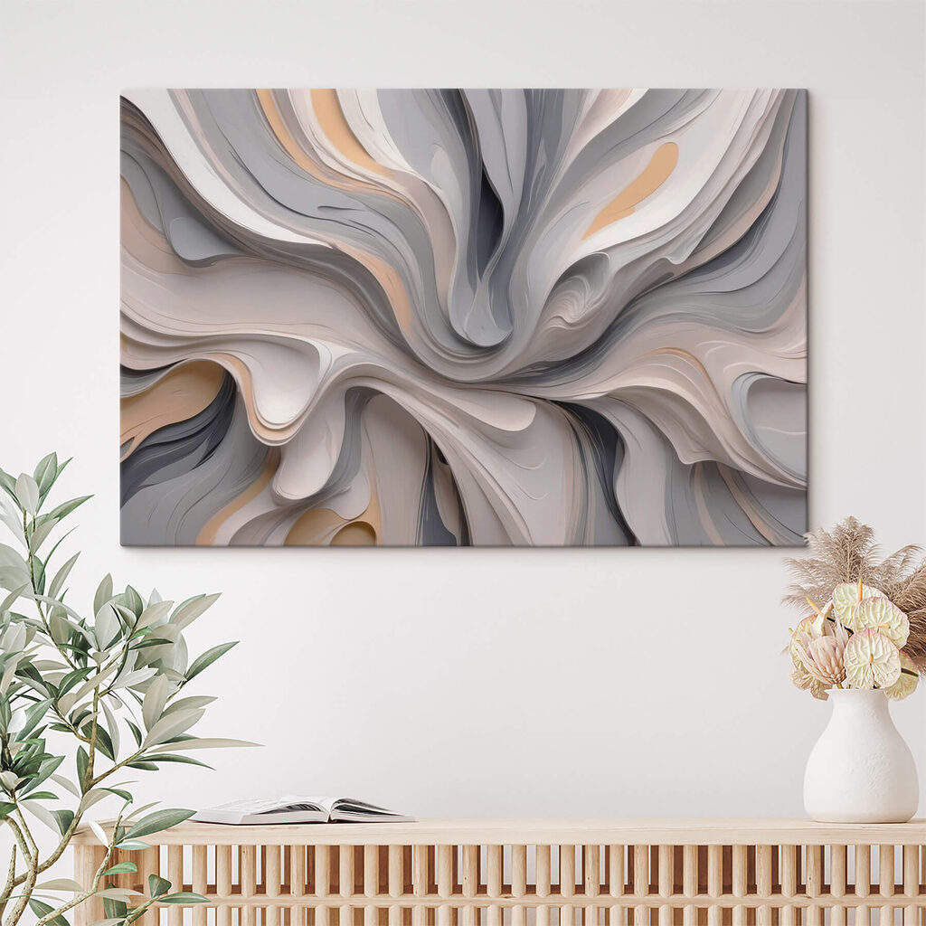 Grijze plooien raken perzik — interieur 2