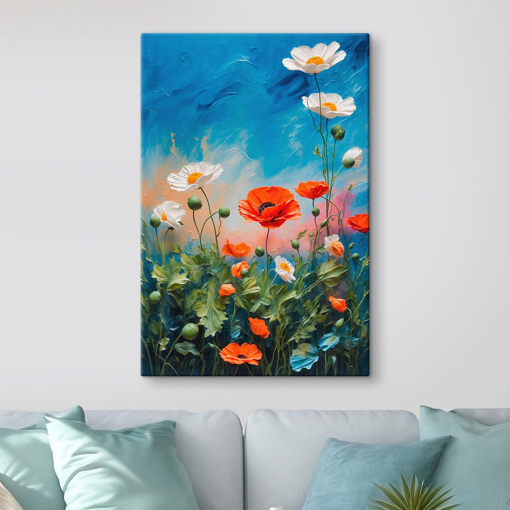 Veldbloemen onder helderblauw — interieur 2