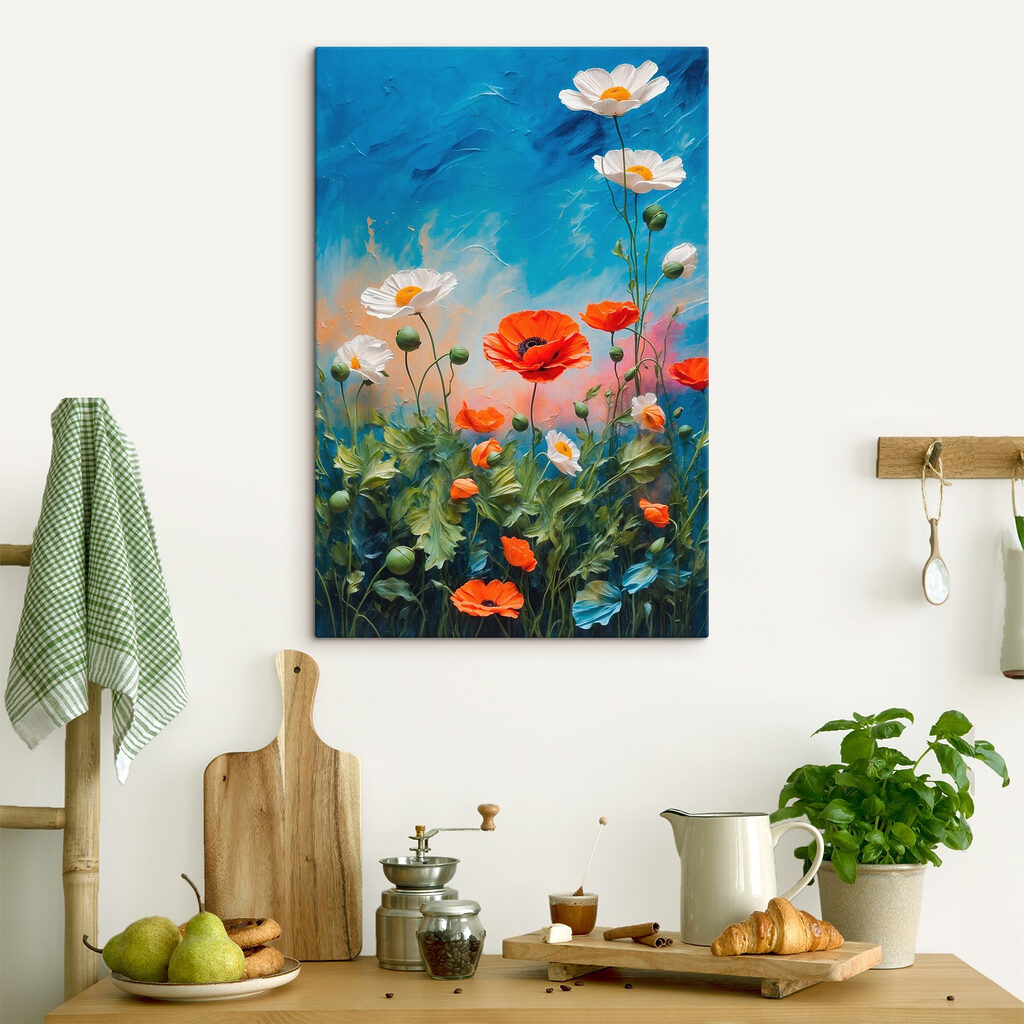 Veldbloemen onder helderblauw — interieur 3