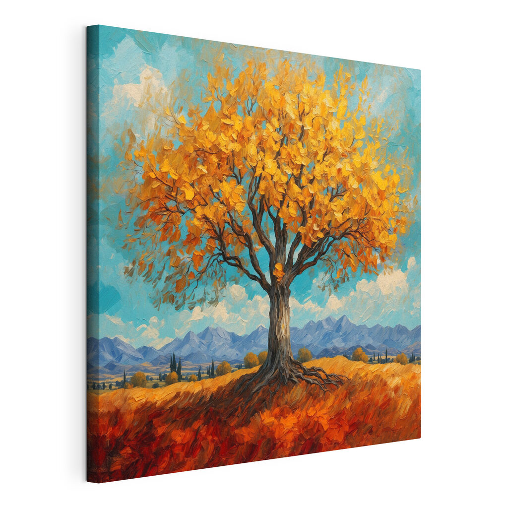 Oranje kruin boven blauw, gespannen canvas met doorlopende rand