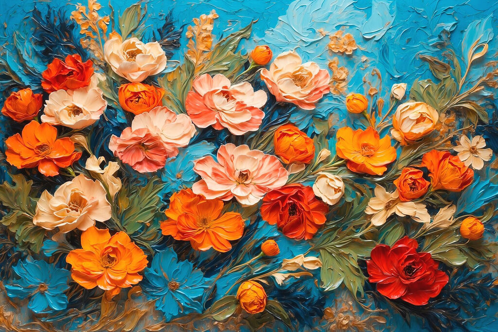 Rozen tussen turquoise streken — volledig ontwerp