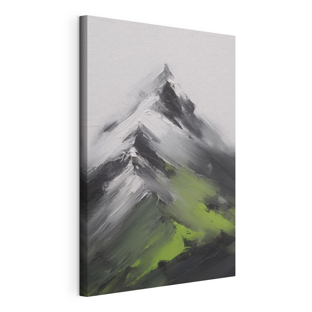 Bergkam met groene flanken, gespannen canvas met doorlopende rand