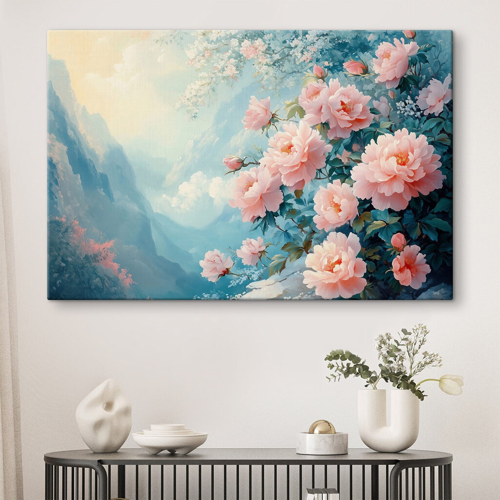 Roze rozen boven bergnevel — interieur 1