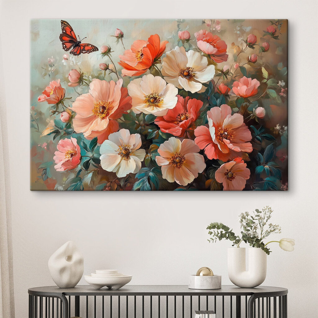 Vlinder bij zachte veldbloemen — interieur 1