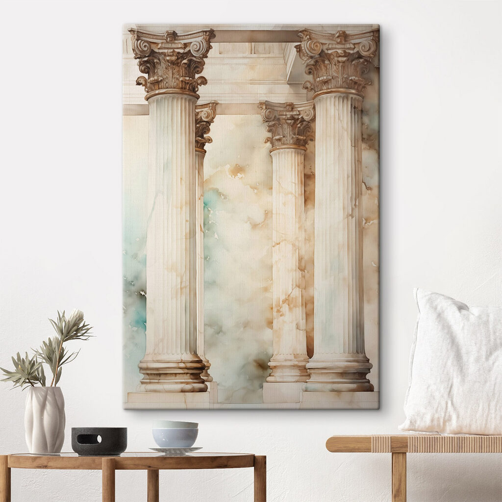 Klassieke zuilen in lichtnevel — interieur 1
