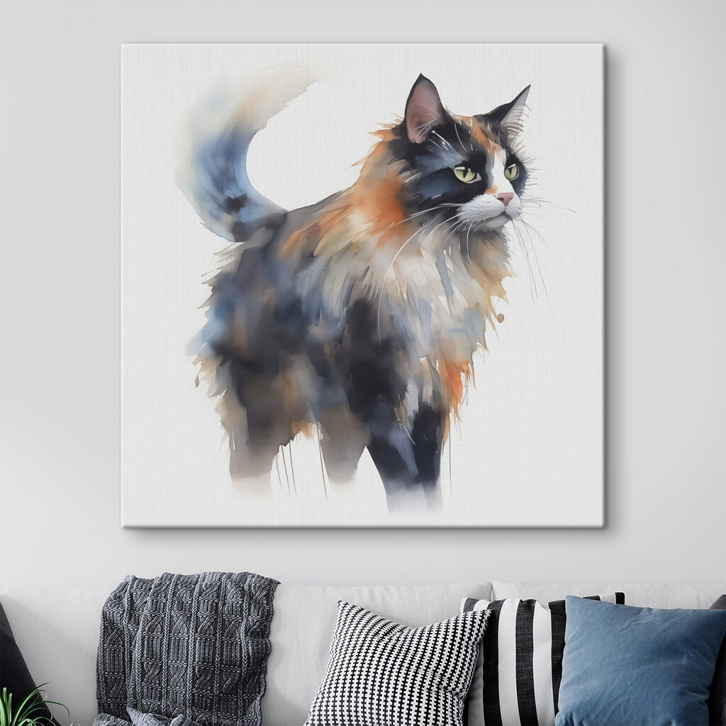 Bonte kat in aquarel — interieur 1