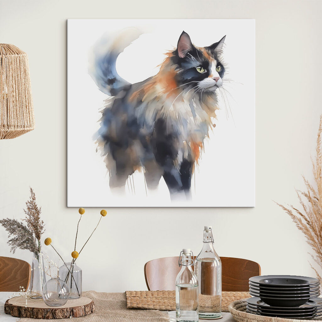 Bonte kat in aquarel — interieur 2