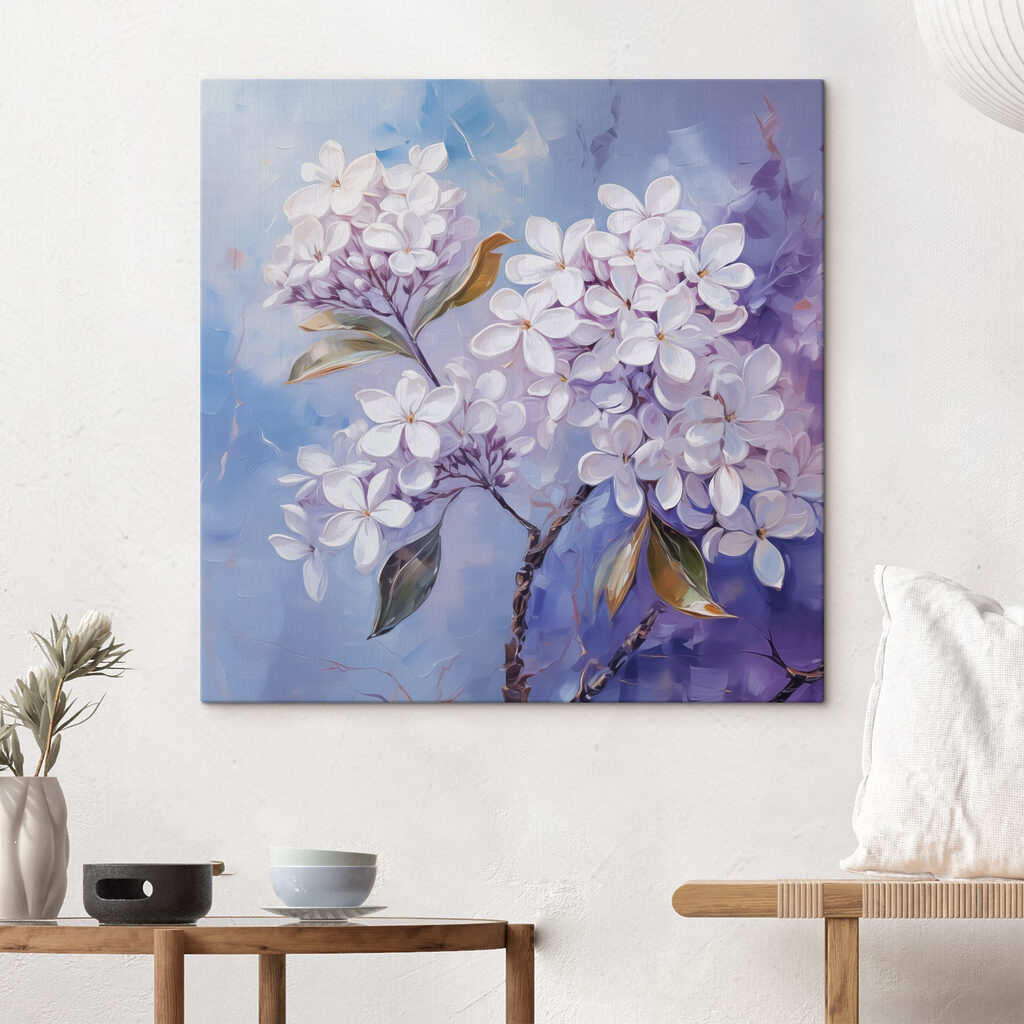 Lila bloei op blauw — interieur 1