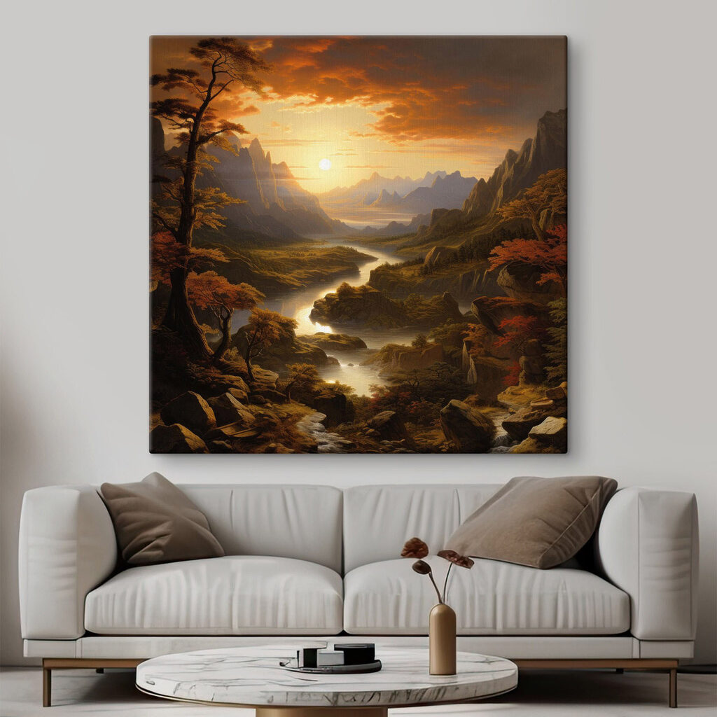 Rivierbochten onder oranje hemel — interieur 2