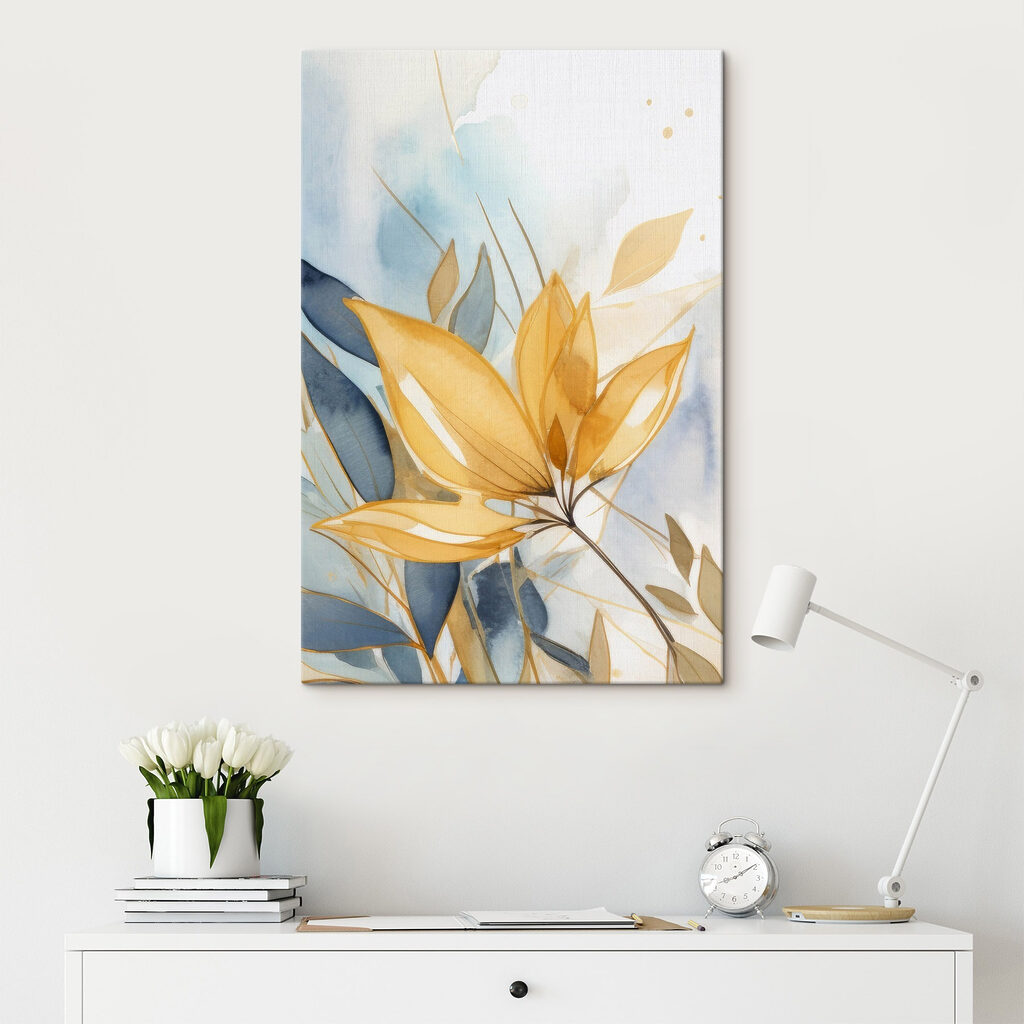 Gouden bladeren langs kleurvlakken — interieur 2