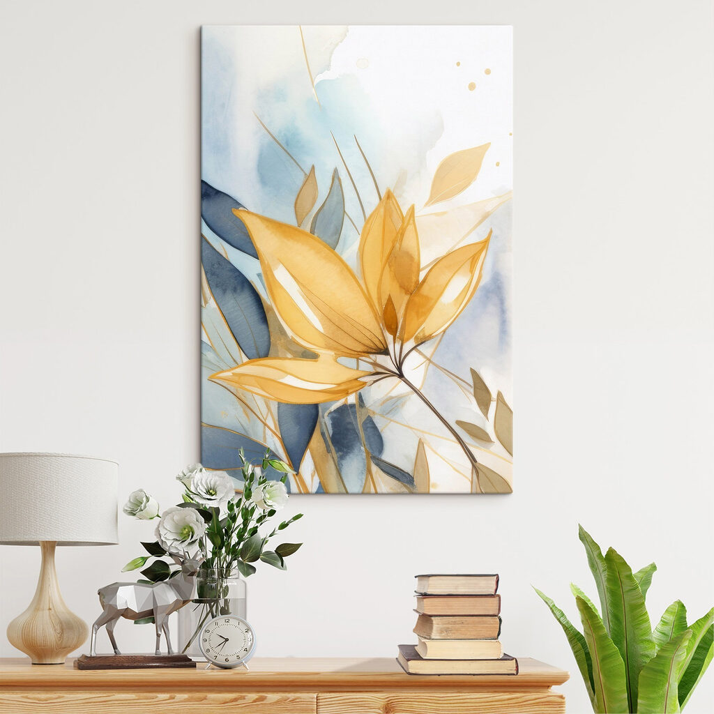 Gouden bladeren langs kleurvlakken — interieur 1