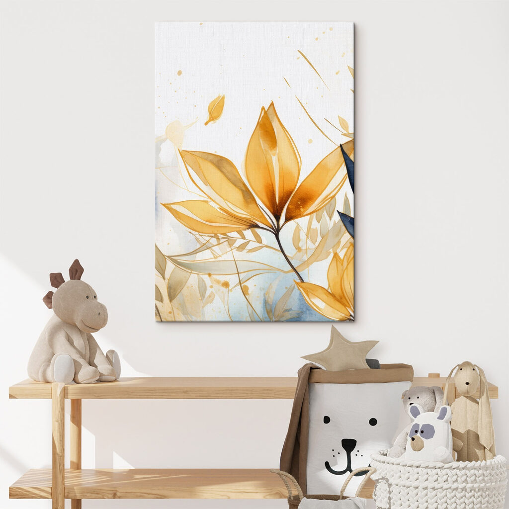 Goudkleurige bladeren op wit — interieur 2