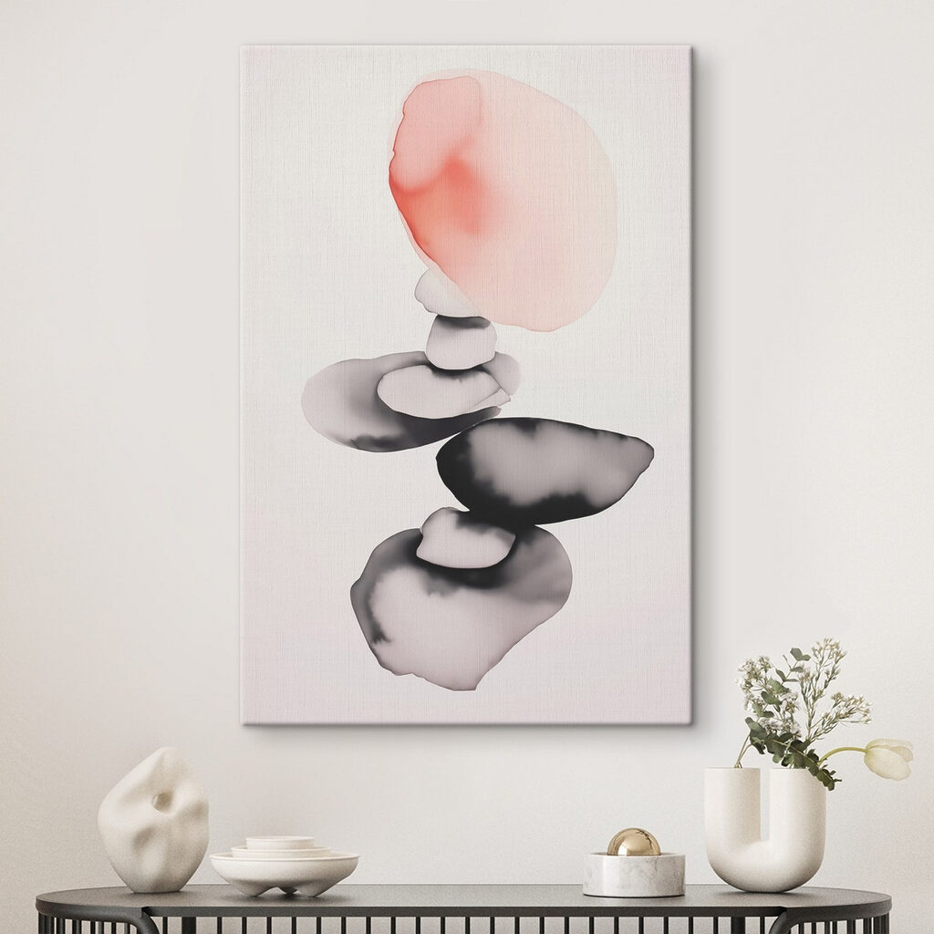 Roze cirkel boven inktvormen — interieur 1