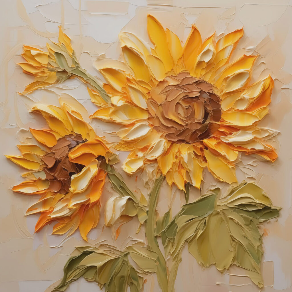 Zonnebloemen met gevouwen vormen — volledig ontwerp