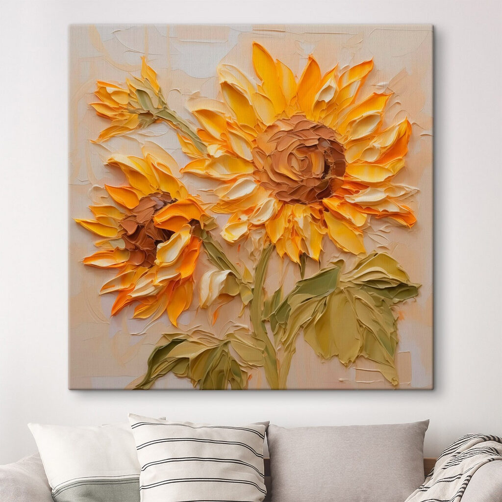 Zonnebloemen met gevouwen vormen — interieur 1