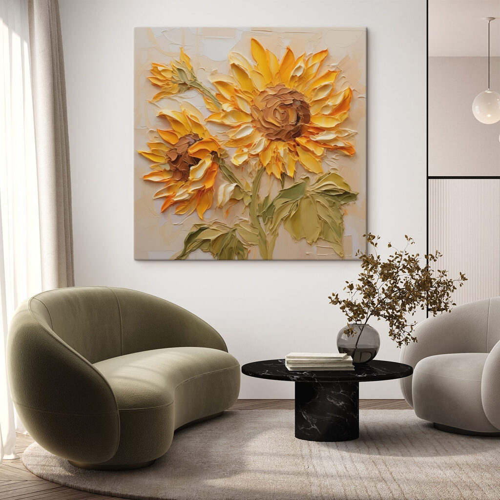 Zonnebloemen met gevouwen vormen — interieur 2