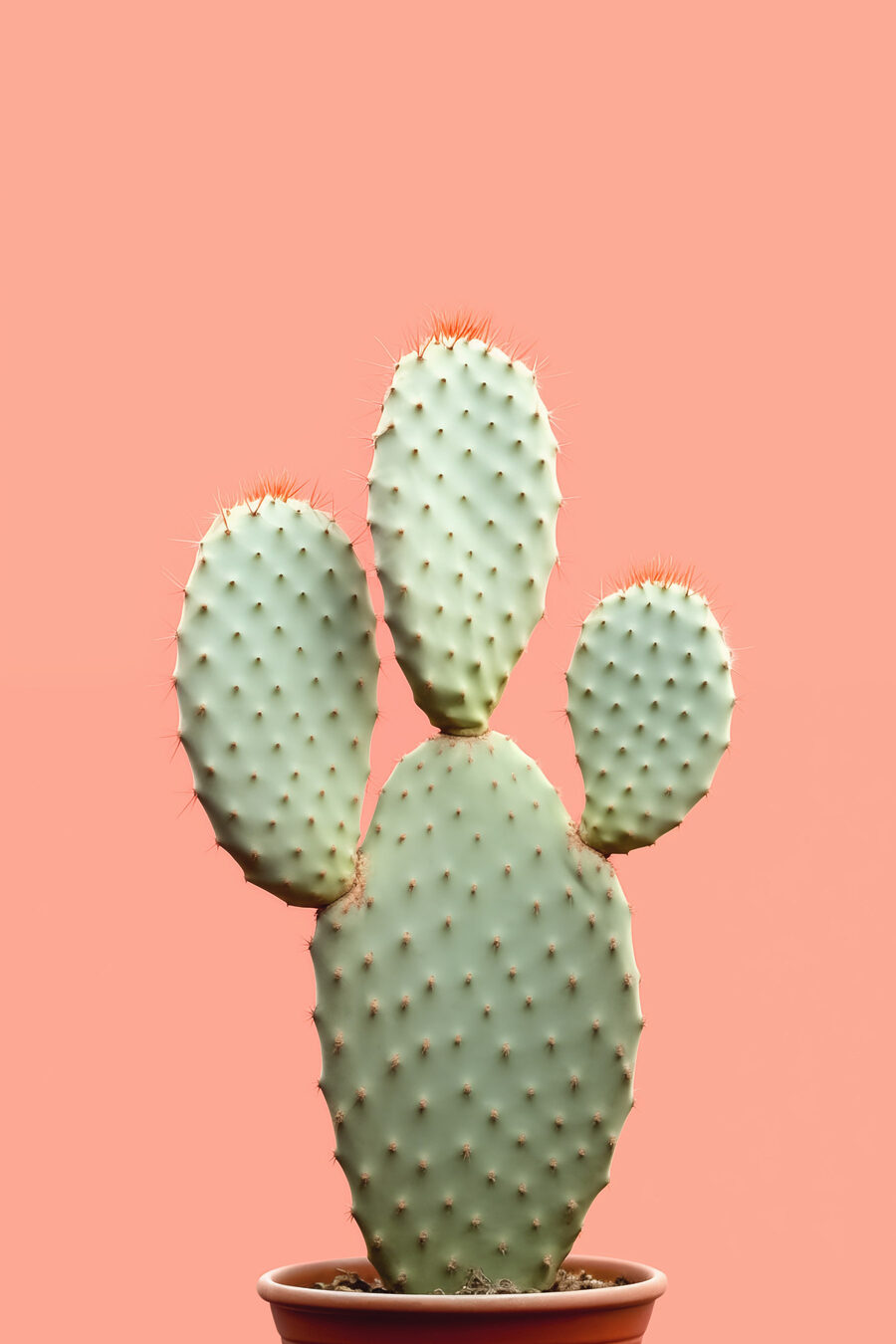 Cactus tegen perzikroze — volledig ontwerp