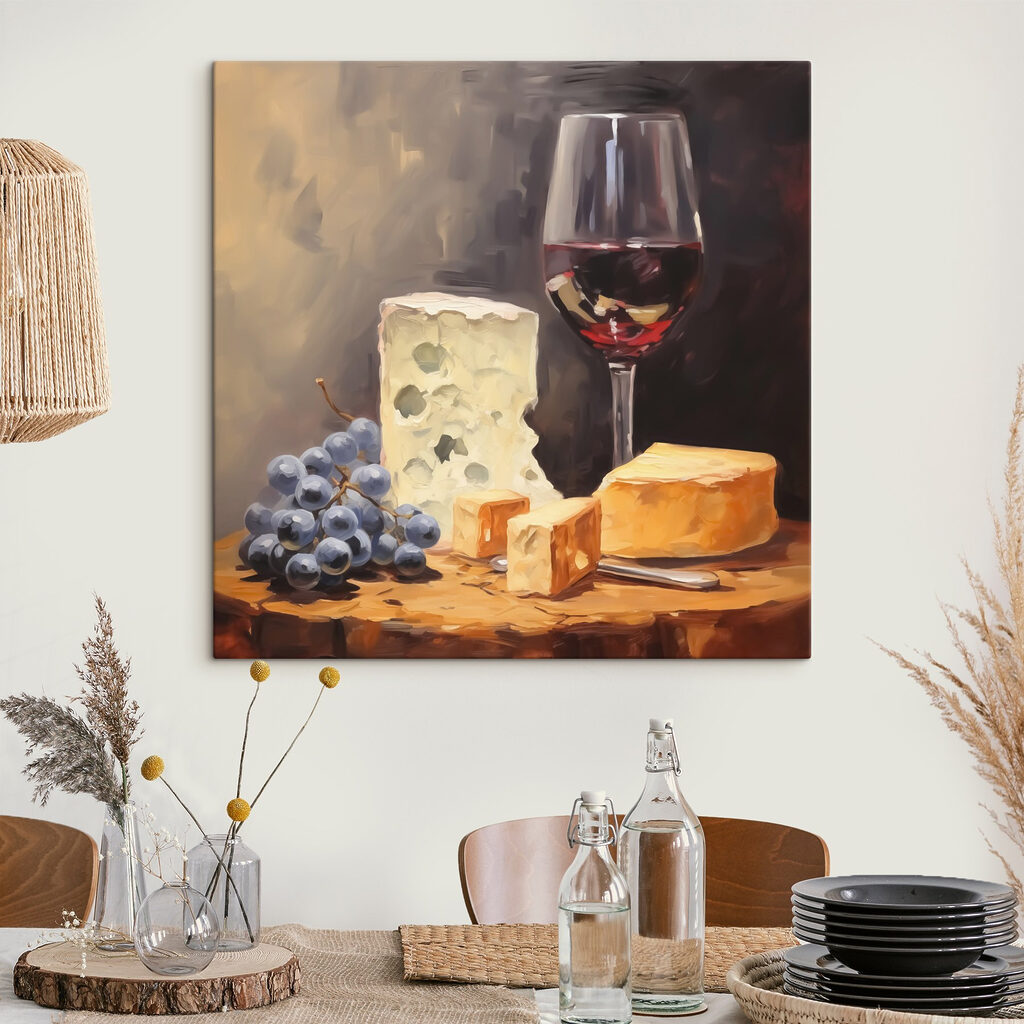 Wijn naast een kaasplank — interieur 1