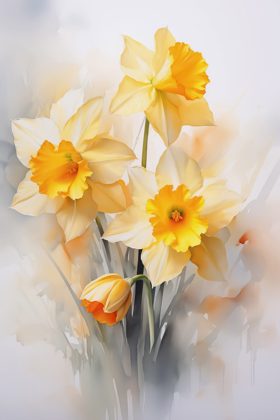Narcissen met warme trompetten — volledig ontwerp