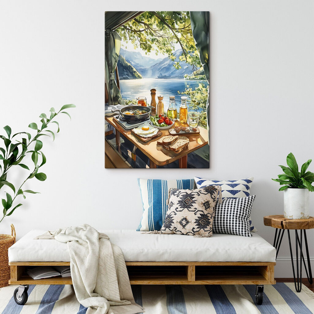 Gedekte tafel aan bergmeer — interieur 2