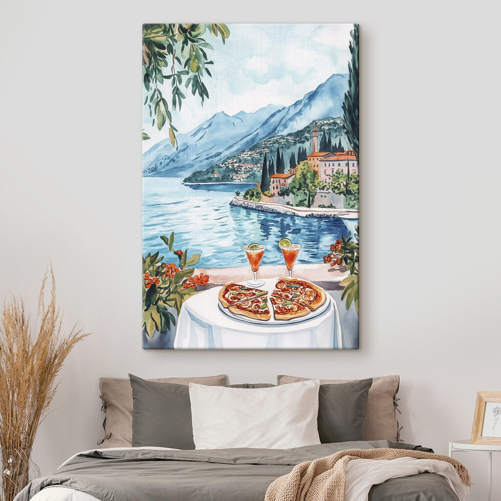Pizza aan de dorpsbaai in een interieur