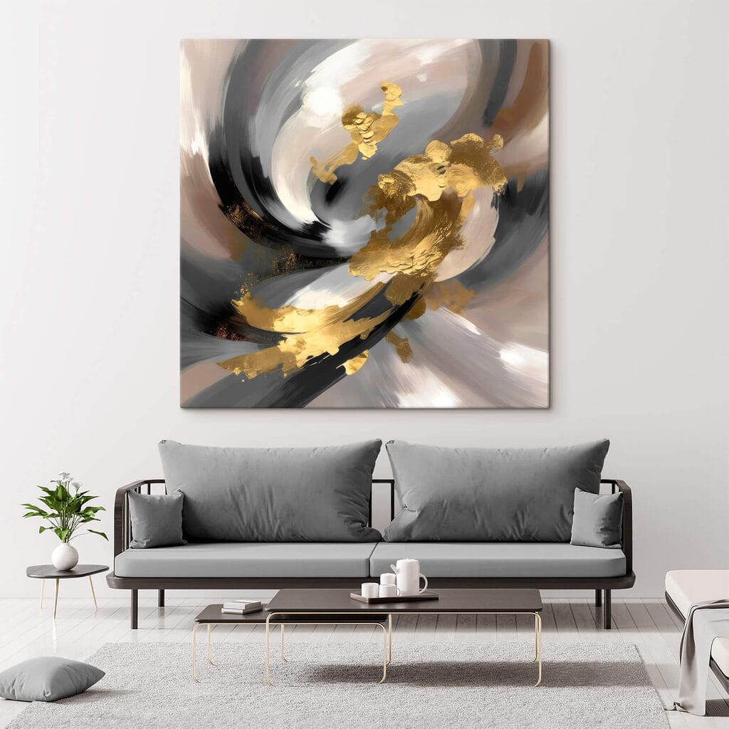 Goudkleurige wervel in grijs — interieur 2