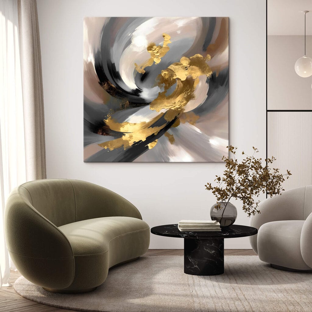 Goudkleurige wervel in grijs — interieur 1