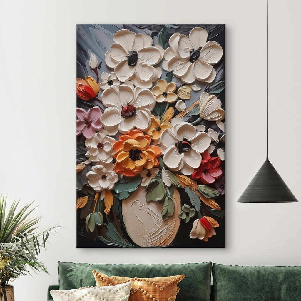 Bloemenvaas met warme accenten — interieur 1