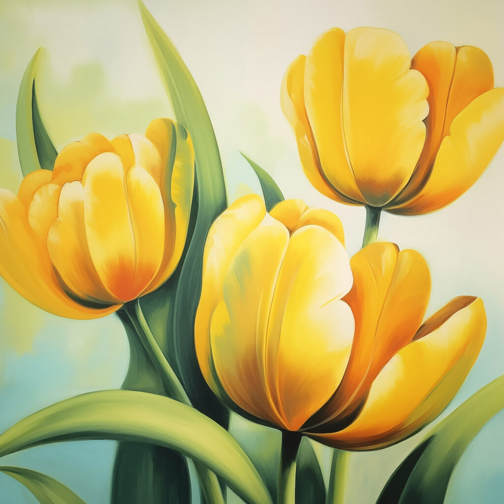 Gele tulpen in zonlicht — volledig ontwerp