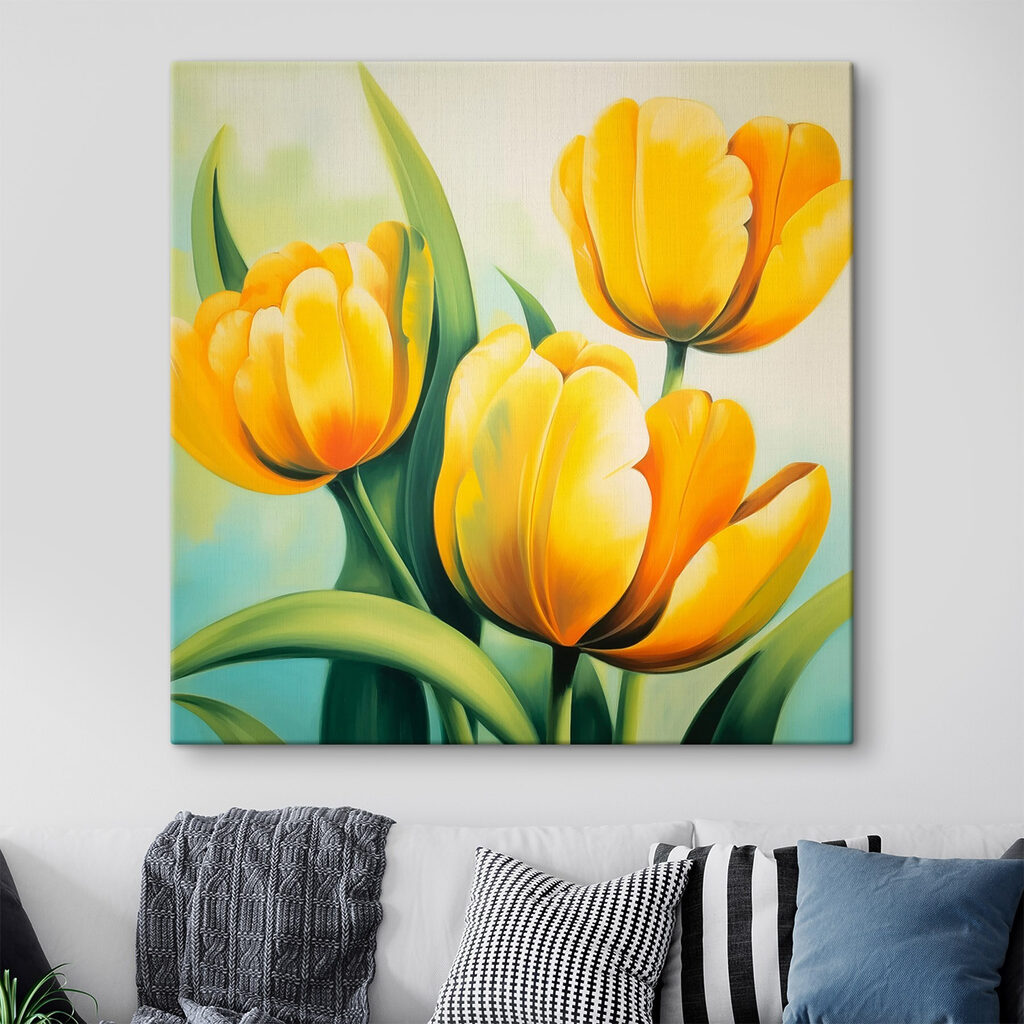 Gele tulpen in zonlicht — interieur 1