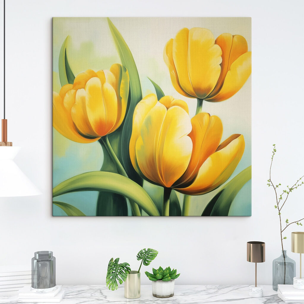 Gele tulpen in zonlicht — interieur 2