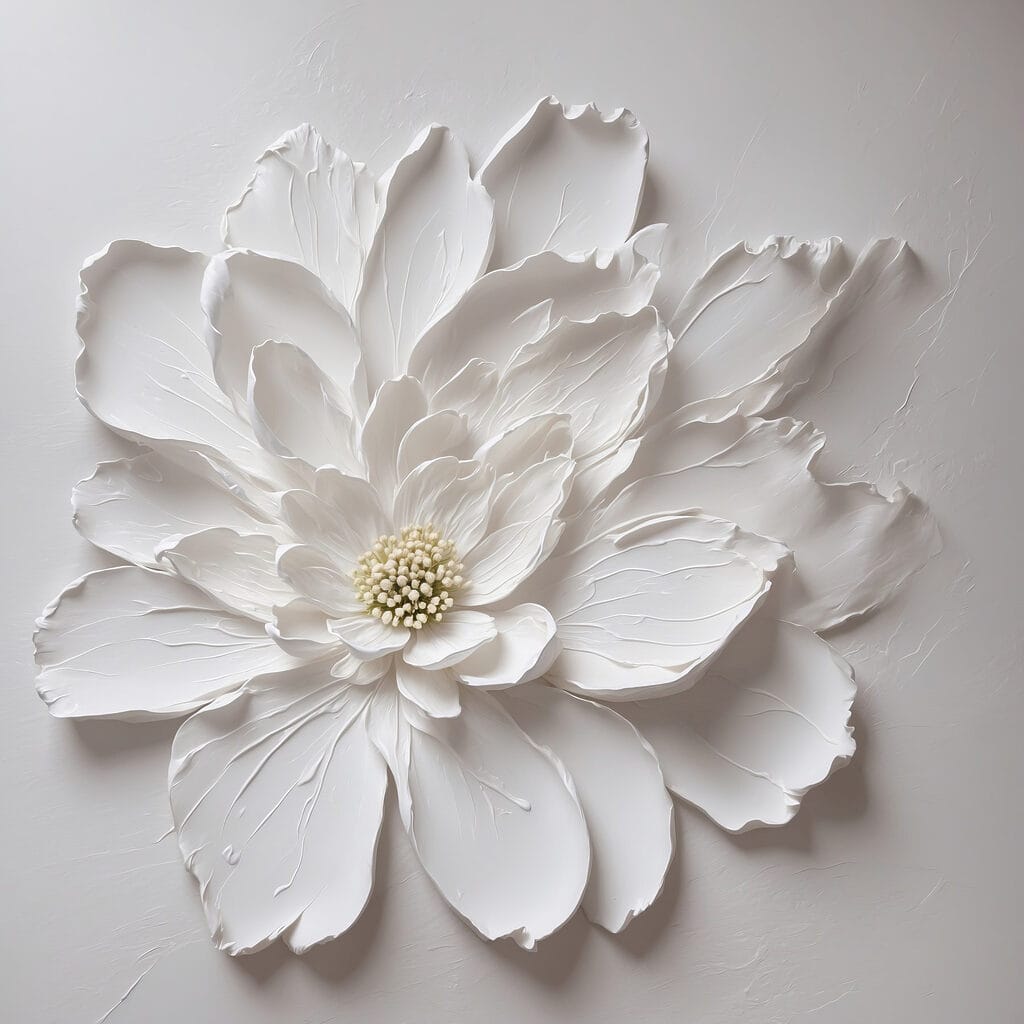 Witte bloem met schaduwranden — volledig ontwerp