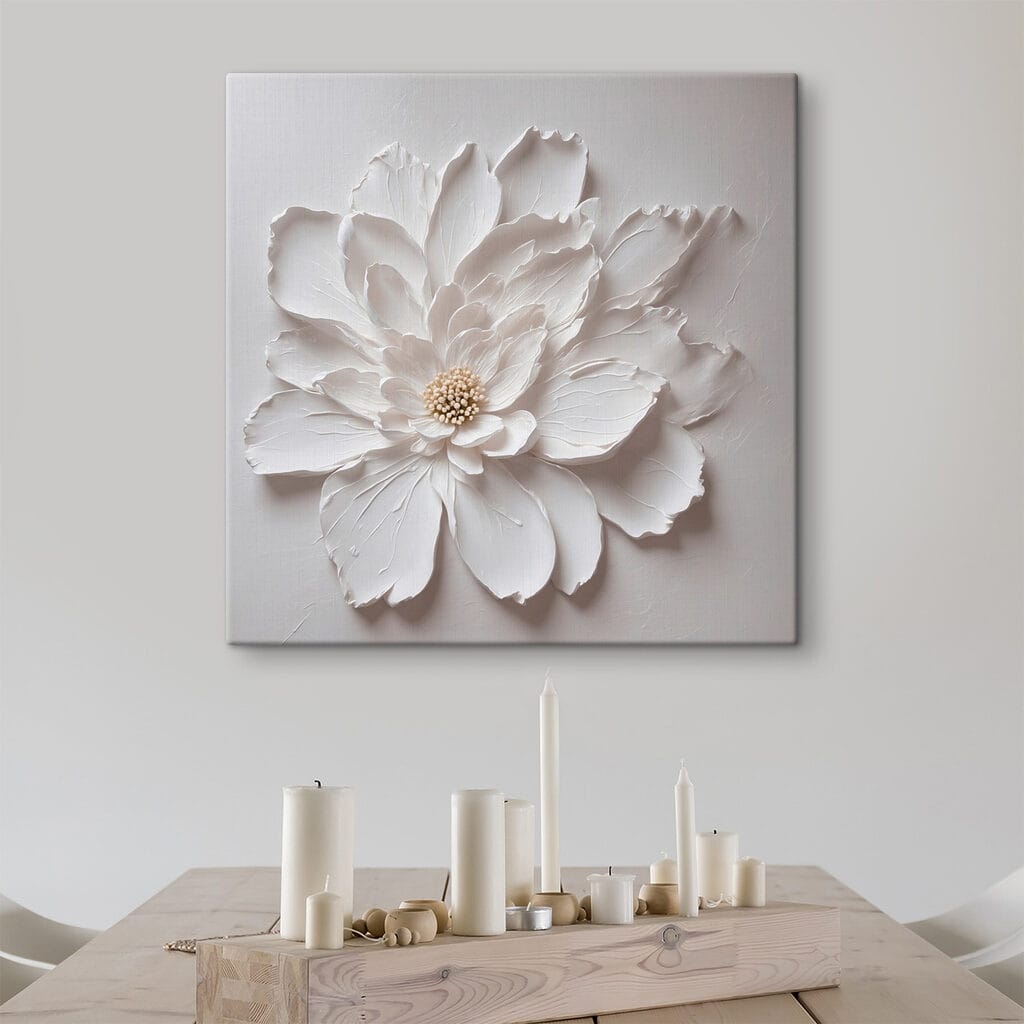 Witte bloem met schaduwranden — interieur 3