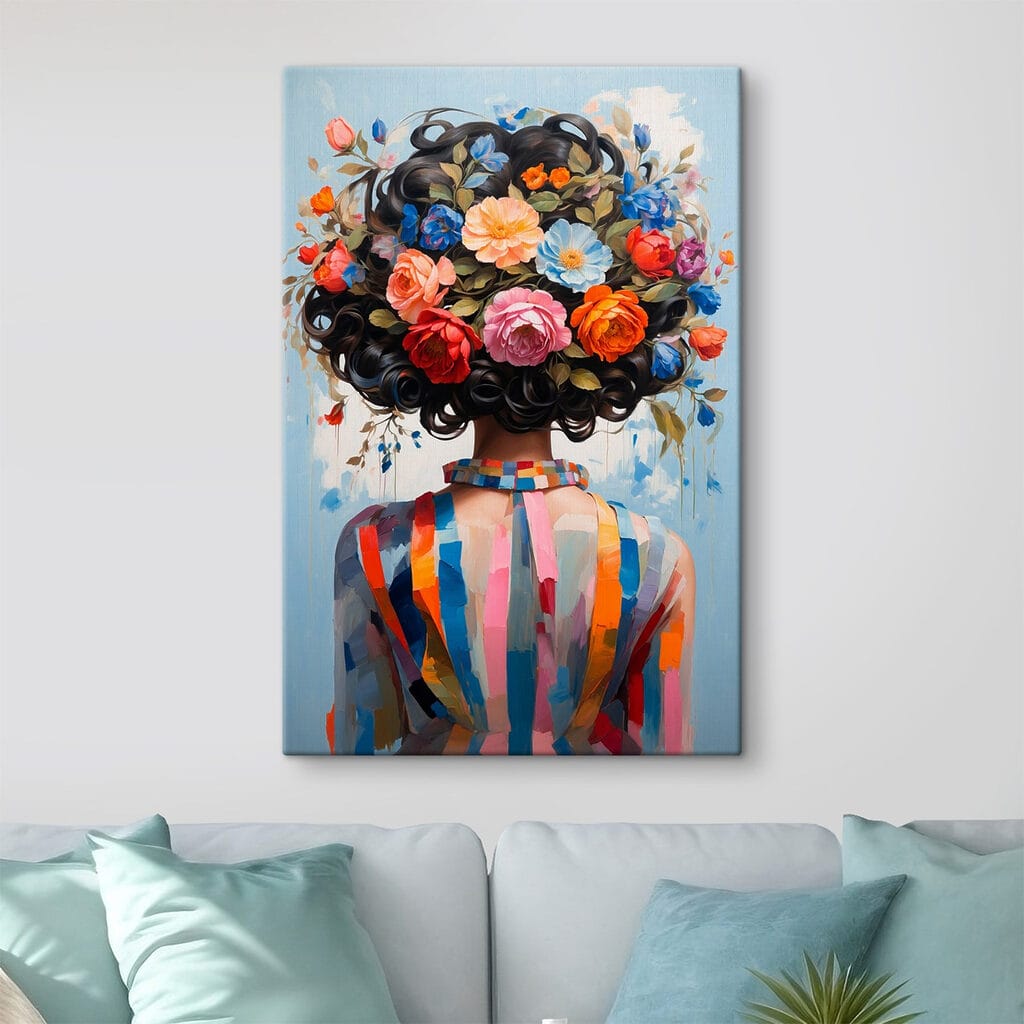 Bloemenkapsel boven kleurstrepen — interieur 3